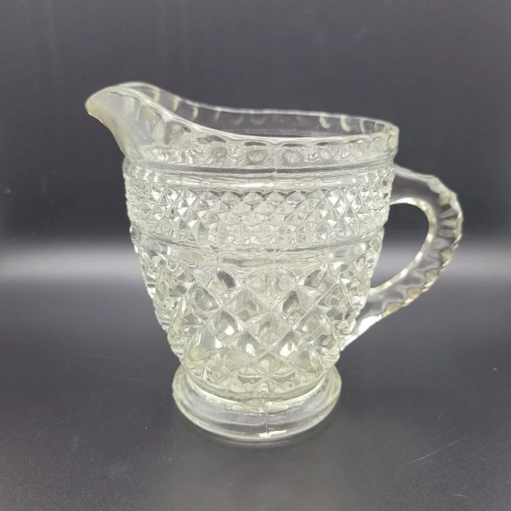 Wexford Glass Creamer‎ Pitcher 4 Inch Tall Textured Handle Vintage Replacement